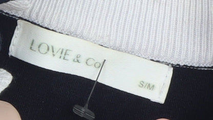 Lovie & Co Women's Blue Striped Mock Neck Pullover Jumper S