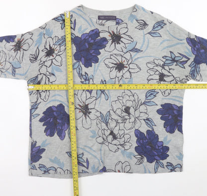 Marks and Spencer Women’s Grey Floral Crew Neck Jumper Size 12