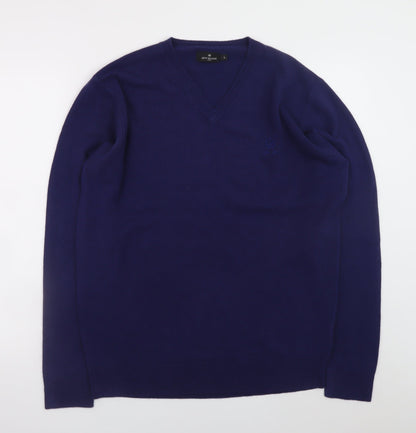 Jeff Banks Men’s Blue Acrylic V-Neck Jumper Size L