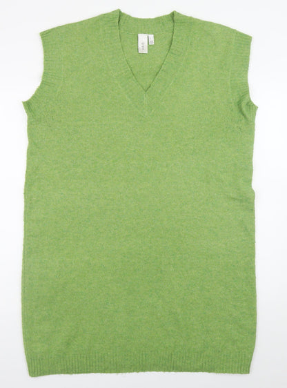 Y.A.S Women’s Green Knit Sleeveless V-Neck Slip Dress Size L