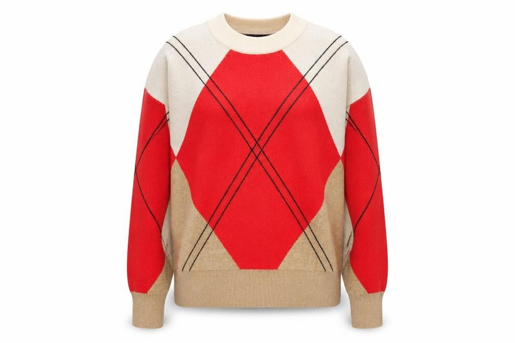 Marks and Spencer Womens Multicoloured Argyle Knit Crew Neck Jumper Size S