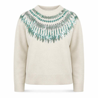 Marks and Spencer Women Ivory Sequin Crew Neck Jumper Size M