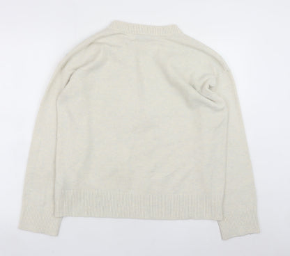 Marks and Spencer Women Ivory Sequin Crew Neck Jumper Size M
