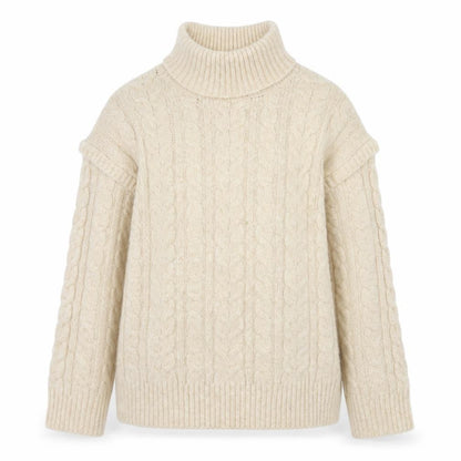 Nutmeg Womens Beige Roll Neck Cable Knit Jumper Size 14