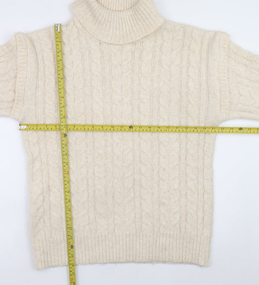 Nutmeg Womens Beige Roll Neck Cable Knit Jumper Size 14
