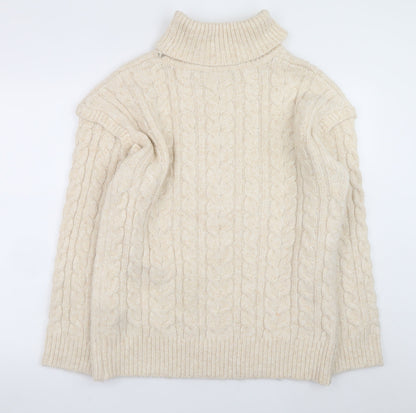 Nutmeg Womens Beige Roll Neck Cable Knit Jumper Size 14