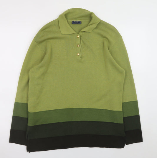 Womens UK Size M Tre Nani Green Henley Jumper