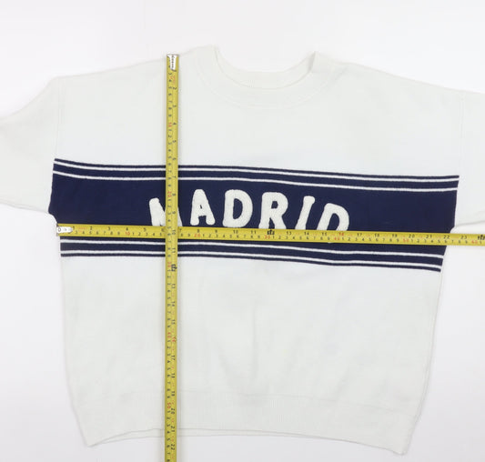 Primark Women’s White Madrid Crew Neck Jumper Size M 12-14