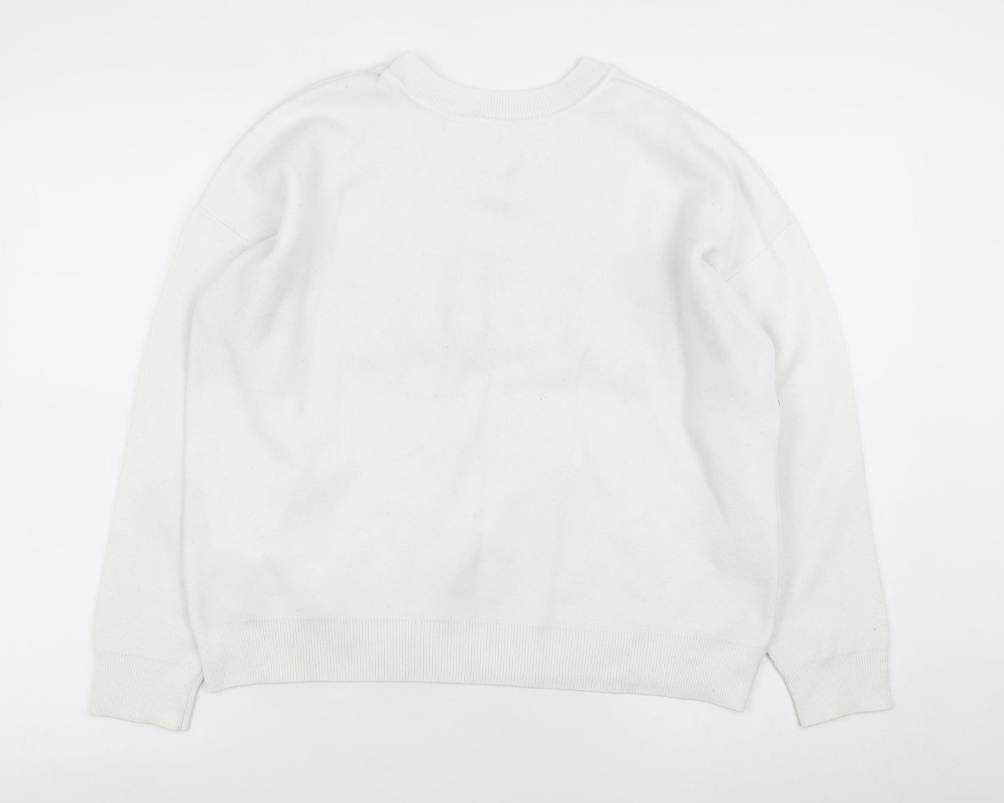 Primark Women’s White Madrid Crew Neck Jumper Size M 12-14