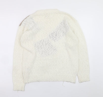 Fashion Classics Women's Ivory Floral Knit Pullover Jumper M