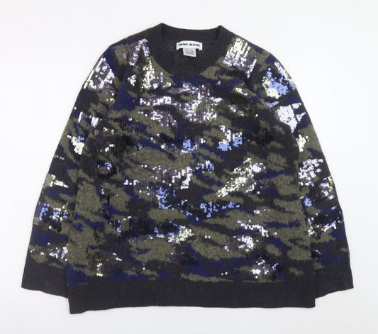 DKNY Jeans Women's Multicoloured Sequin Camouflage Jumper M