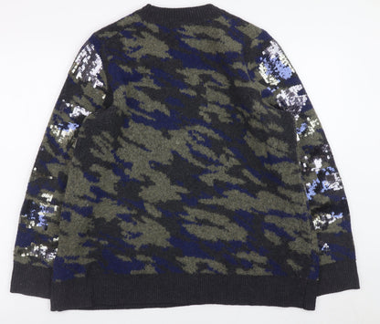 DKNY Jeans Women's Multicoloured Sequin Camouflage Jumper M