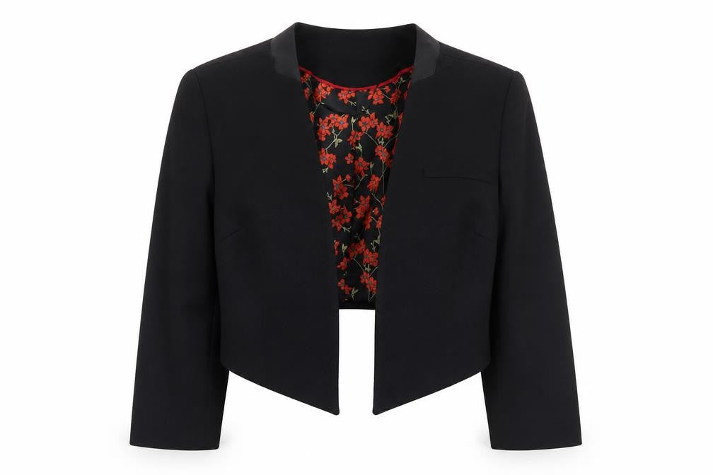 TU Women's Black Cropped Blazer Jacket Size 12 Lined