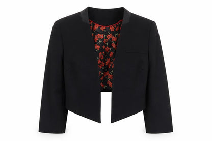 TU Women's Black Cropped Blazer Jacket Size 12 Lined