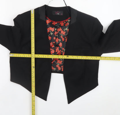 TU Women's Black Cropped Blazer Jacket Size 12 Lined
