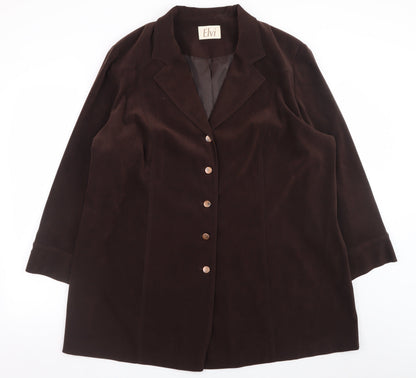 Elvi Women’s Brown Plus Size 24 Classic Velvet Look Blazer Jacket