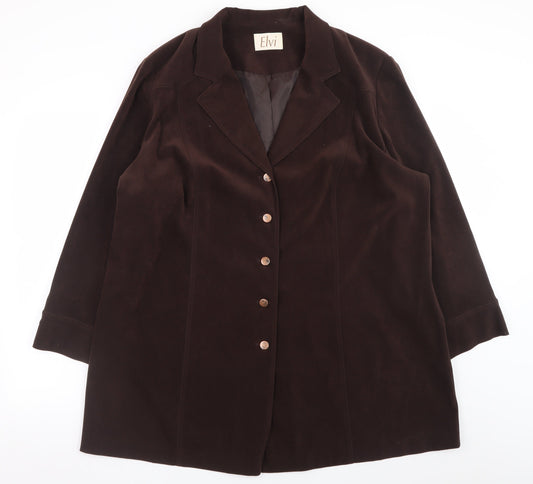 Elvi Women’s Brown Plus Size 24 Classic Velvet Look Blazer Jacket
