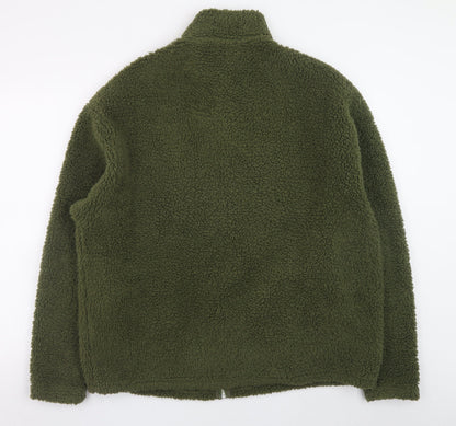 ASOS Design Men’s Green Fleece Jacket M Regular Fit Full Zip