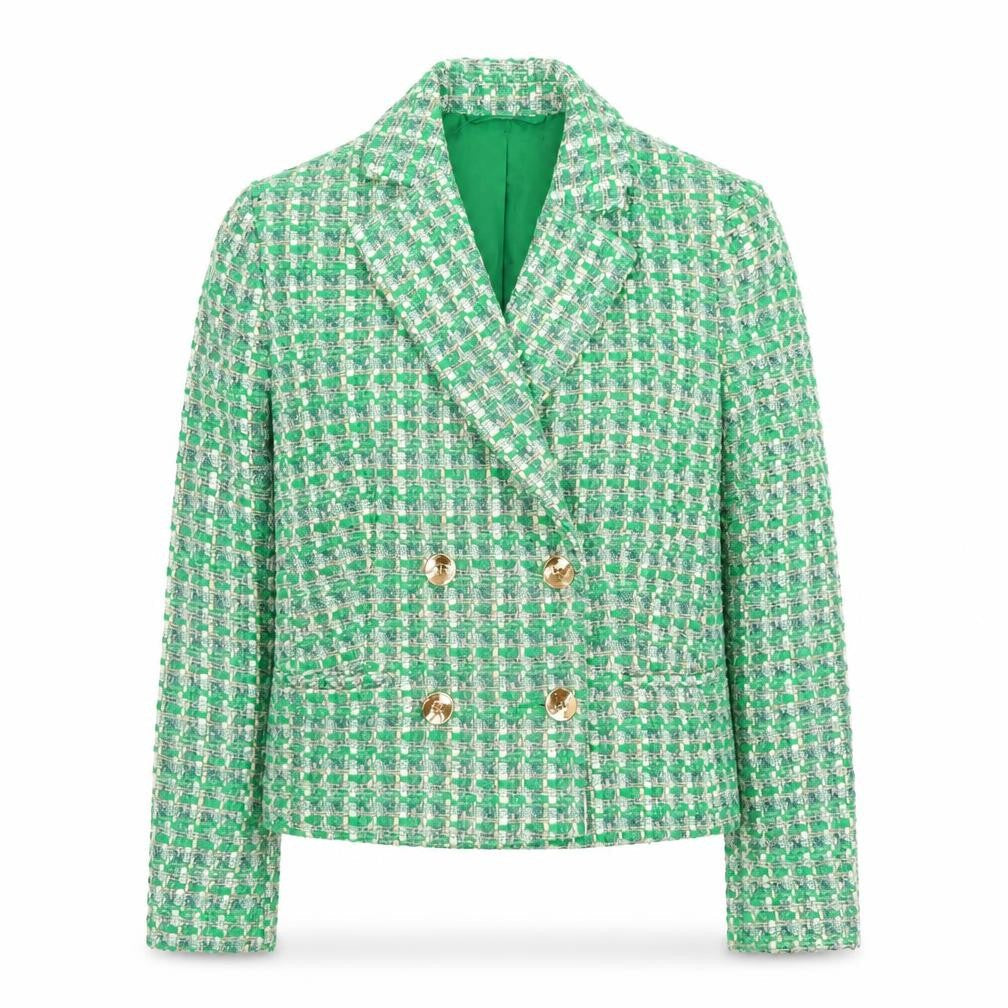 Primark Women Green Check Tweed Blazer Jacket Size 6
