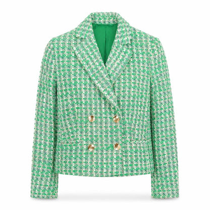 Primark Women Green Check Tweed Blazer Jacket Size 6