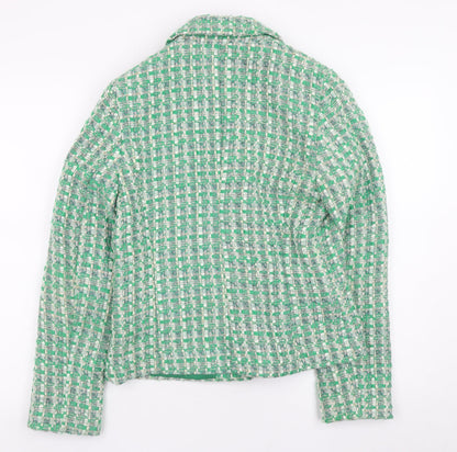 Primark Women Green Check Tweed Blazer Jacket Size 6