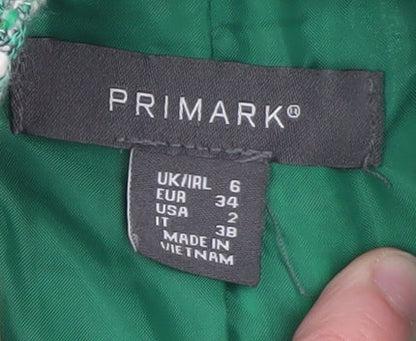 Primark Women Green Check Tweed Blazer Jacket Size 6