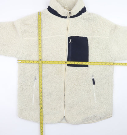 H&M Men’s Ivory Fleece Full Zip Jacket Size S Regular Fit