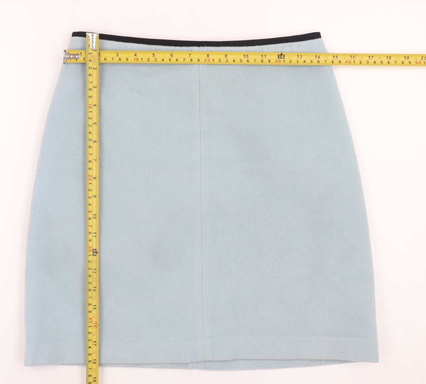 Marks and Spencer Women Blue Wool Blend Knee Length Pencil Skirt UK 8