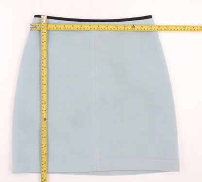 Marks and Spencer Women Blue Wool Blend Knee Length Pencil Skirt UK 8