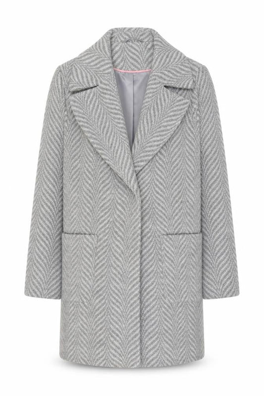 Tu Women Grey Herringbone Wool Blend Mid-Length Overcoat Size 12
