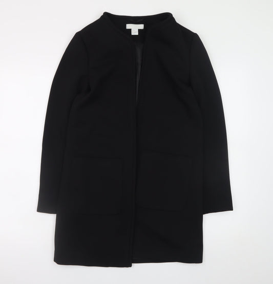 H&M Women’s Black Mid-Length Regular Fit Coat Size 8