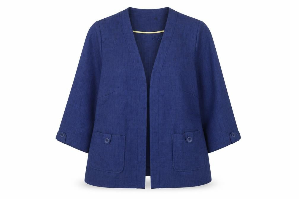 Eastex Women's Blue Size 14 Classic Mid-Length Blazer Jacket