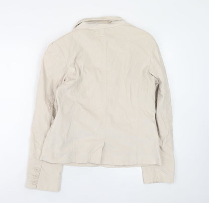 BHS Women Beige Cotton Blazer Jacket Size 12 Classic Style