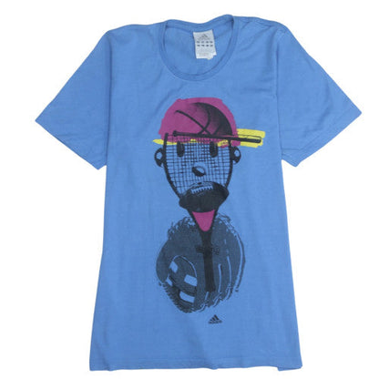 Adidas Men's Blue Graphic Print Cotton T-Shirt Size M