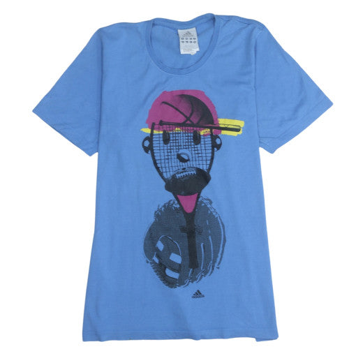 Adidas Men's Blue Graphic Print Cotton T-Shirt Size M
