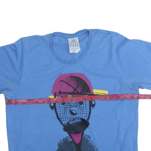 Adidas Men's Blue Graphic Print Cotton T-Shirt Size M