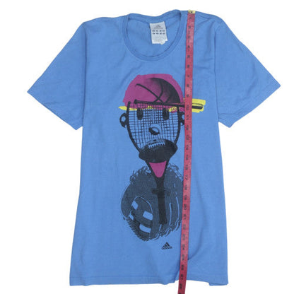 Adidas Men's Blue Graphic Print Cotton T-Shirt Size M