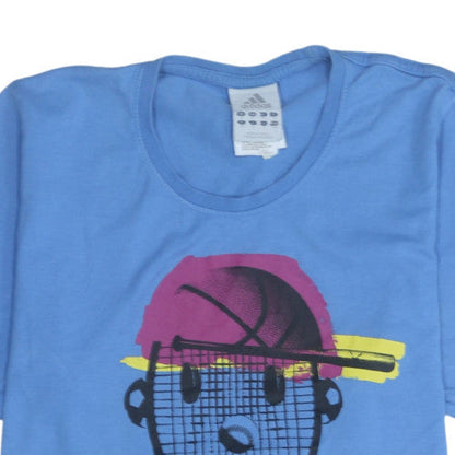 Adidas Men's Blue Graphic Print Cotton T-Shirt Size M