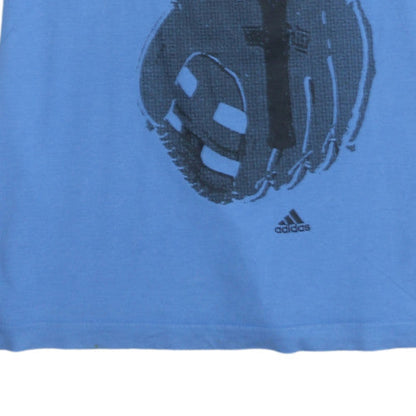 Adidas Men's Blue Graphic Print Cotton T-Shirt Size M