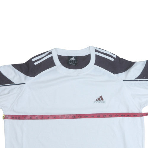 Adidas Men's White and Black Short Sleeve Crew Neck Sports T-Shirt Size L