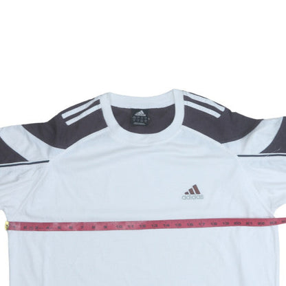 Adidas Men's White and Black Short Sleeve Crew Neck Sports T-Shirt Size L
