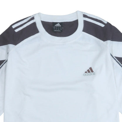 Adidas Men's White and Black Short Sleeve Crew Neck Sports T-Shirt Size L