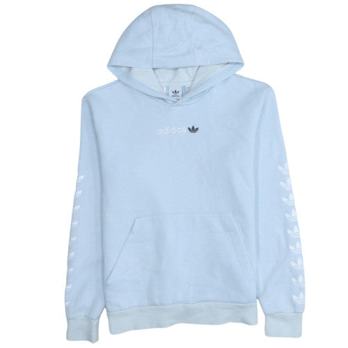 Adidas Girls Light Blue Pullover Hoodie Size 13-14 Years Fleece Lined