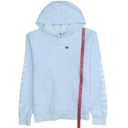 Adidas Girls Light Blue Pullover Hoodie Size 13-14 Years Fleece Lined
