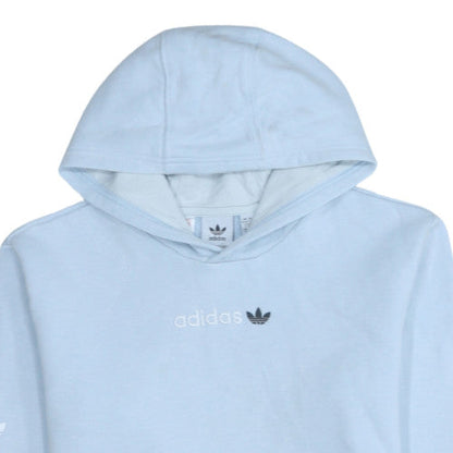 Adidas Girls Light Blue Pullover Hoodie Size 13-14 Years Fleece Lined