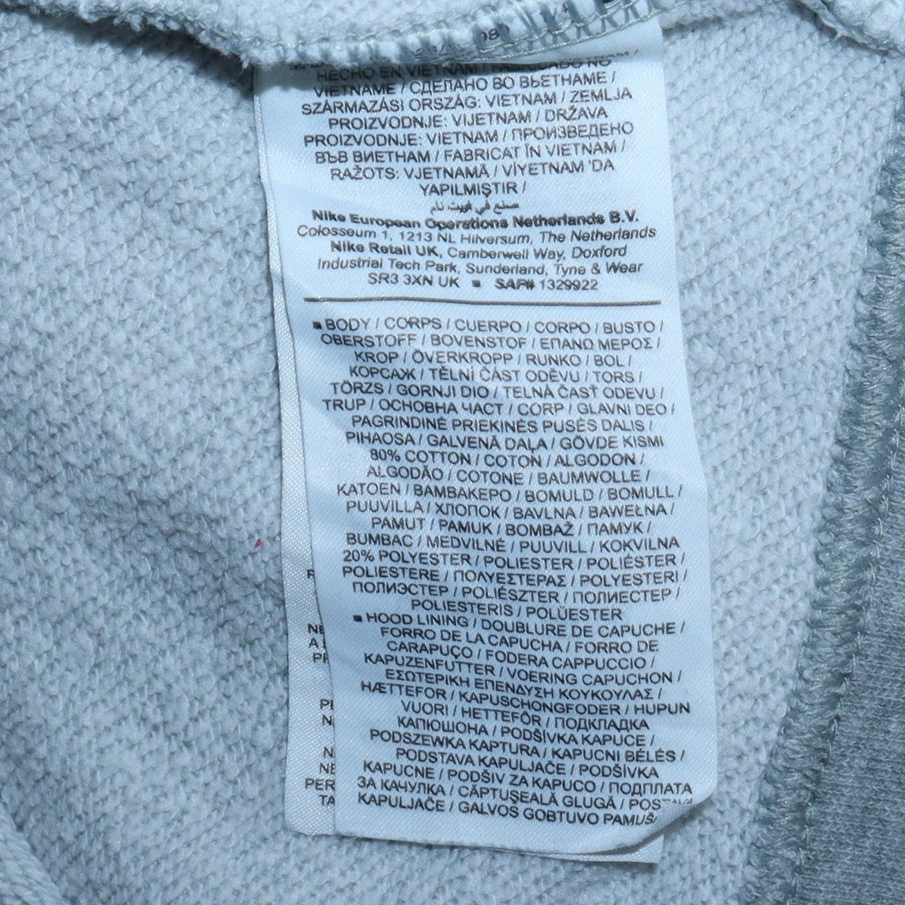 Mens UK Size 2XL Nike Grey Pullover Hoodie