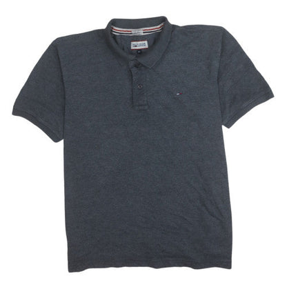 Hilfiger Denim Men's Grey Polo Shirt XL Cotton Short Sleeve Classic Fit