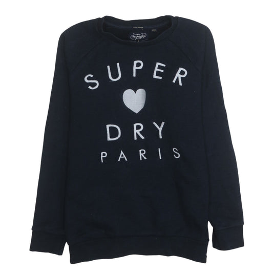 Womens UK Size M Superdry Black Pullover Sweatshirt