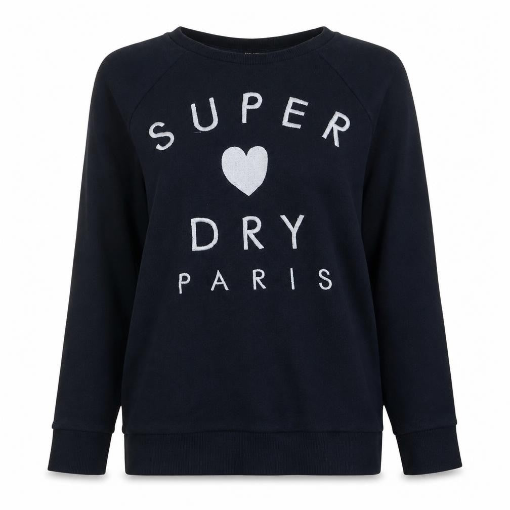 Womens UK Size M Superdry Black Pullover Sweatshirt