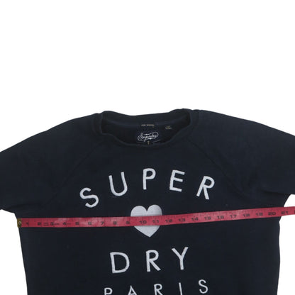 Womens UK Size M Superdry Black Pullover Sweatshirt
